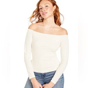 Old Navy Fitted Off-the-Shoulder Sea salt  Off-Shoulder Cream Top Size 3X